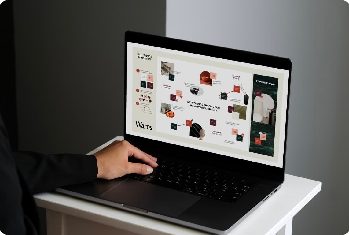 Laptop displaying design portfolio