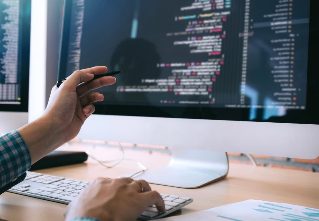 Developer working on code